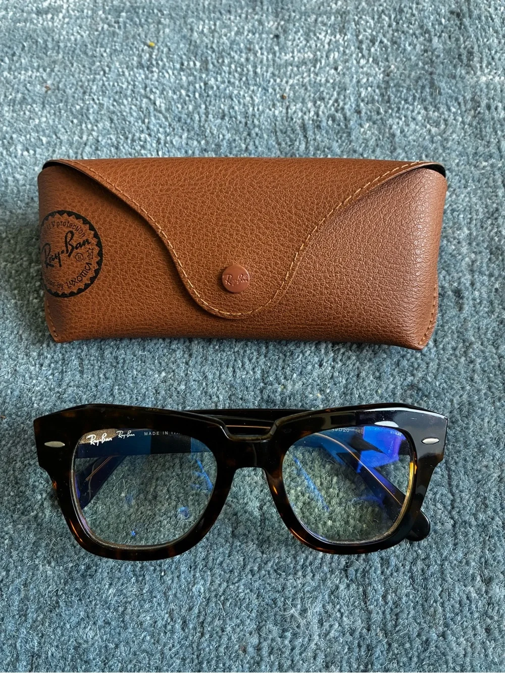 Ray-Ban Tortoiseshell Blue-Light Blocking Glasses with Brown Case